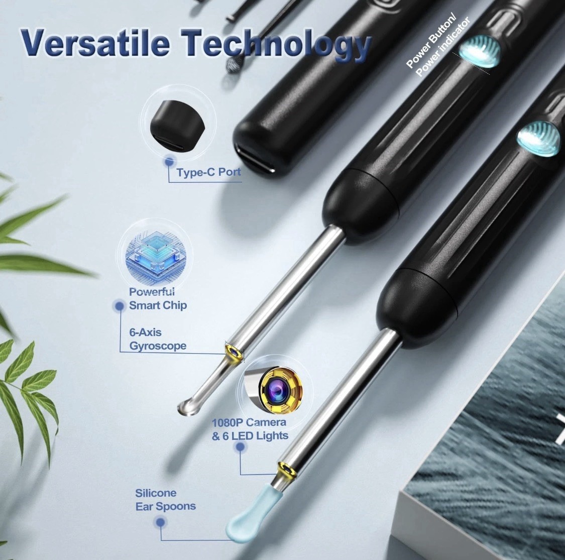 Wireless Ear Wax Remover Set, 1296P Camera HD Ear Endoscope Spoon Pick Tools.