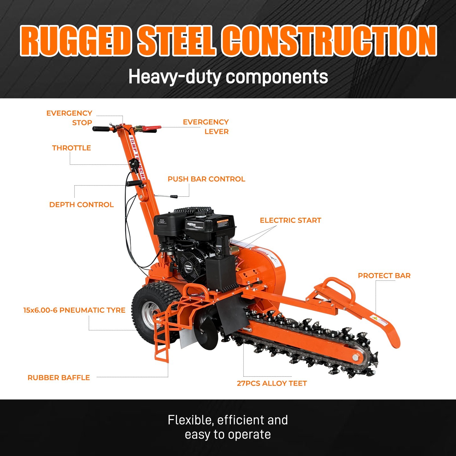 Stump Grinder, Wood Chipper, Trencher Heavy Duty Garden Tool Power Equipments