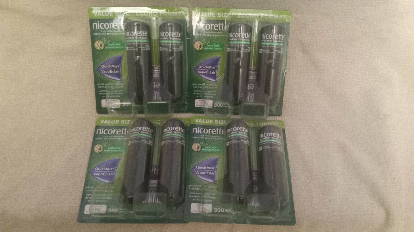8X Nicorette Quickmist Mouthspray Fresh Mint 1mg 150 spray (No tarrifs)