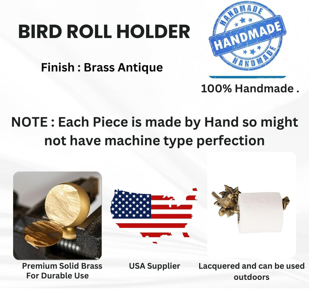 STYLENT Decor Solid Brass Bird Antique Toilet Paper Roll Holder Bathroom Accesso