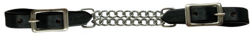 CURB CHAIN Horse Size Leather Curb with Double Chain Adjustable 7.5" - 9.5"