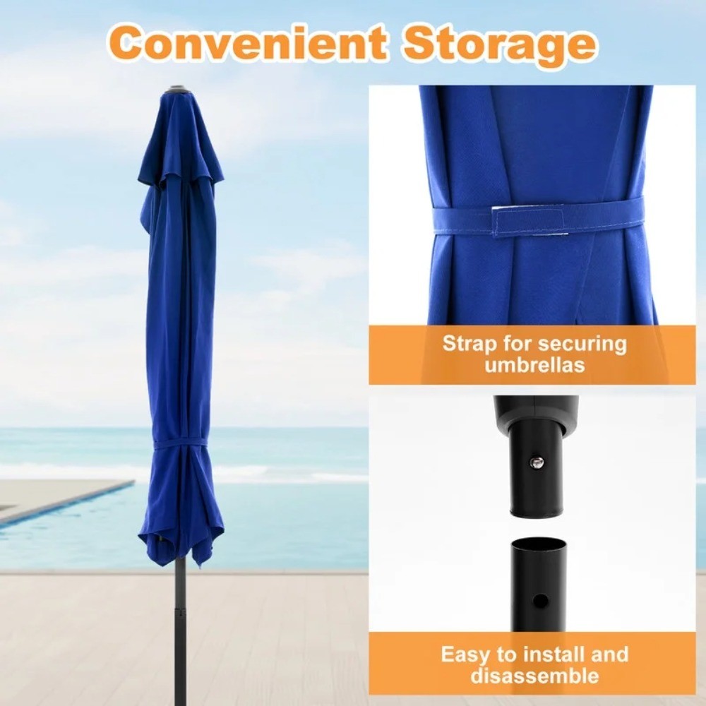 Half Umbrella Outdoor Patio，9 FT scalloped Patio Umbrella with Easy Crank