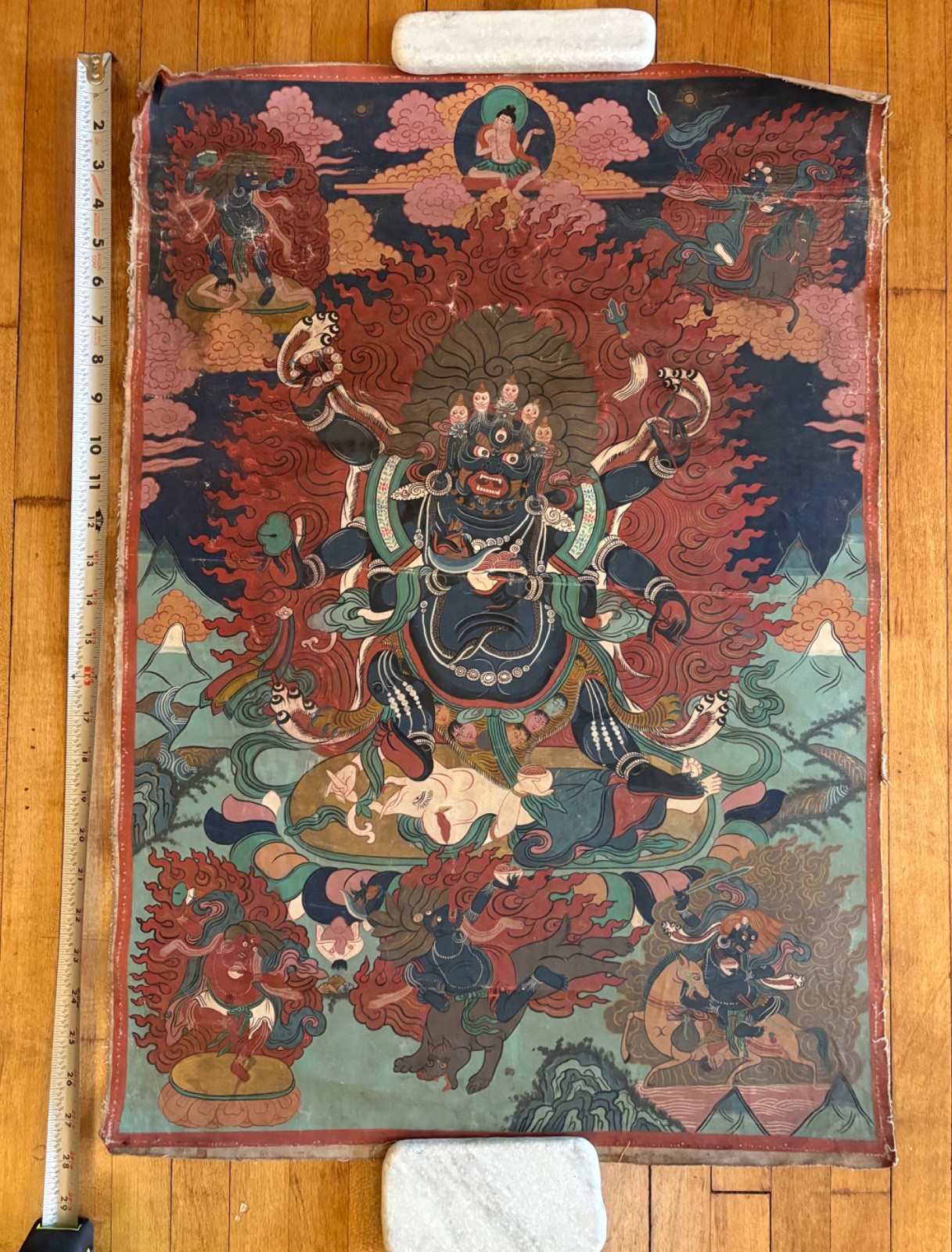 Mahakala Tibetian Thangka Painting on fabric - early 20th Century   28" x 19"