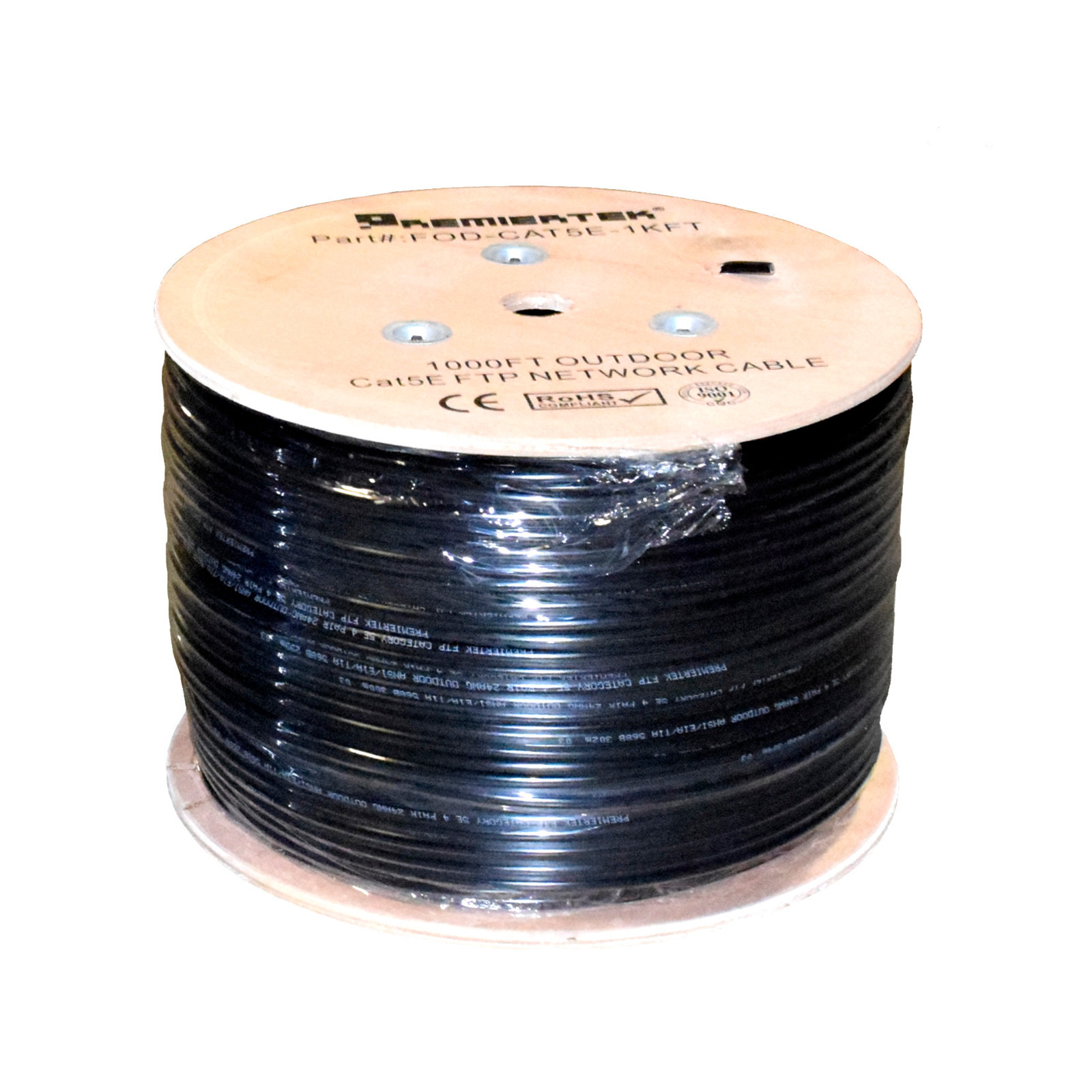 OUTDOOR SHIELD CAT5E FTP 1000FT DIRECT BURIAL ETHERNET LAN NETWORK CABLE WOODEN