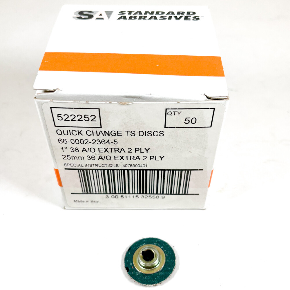 Standard Abrasives 522252 1" 36 Grit Quick Change Discs (Box of 50)