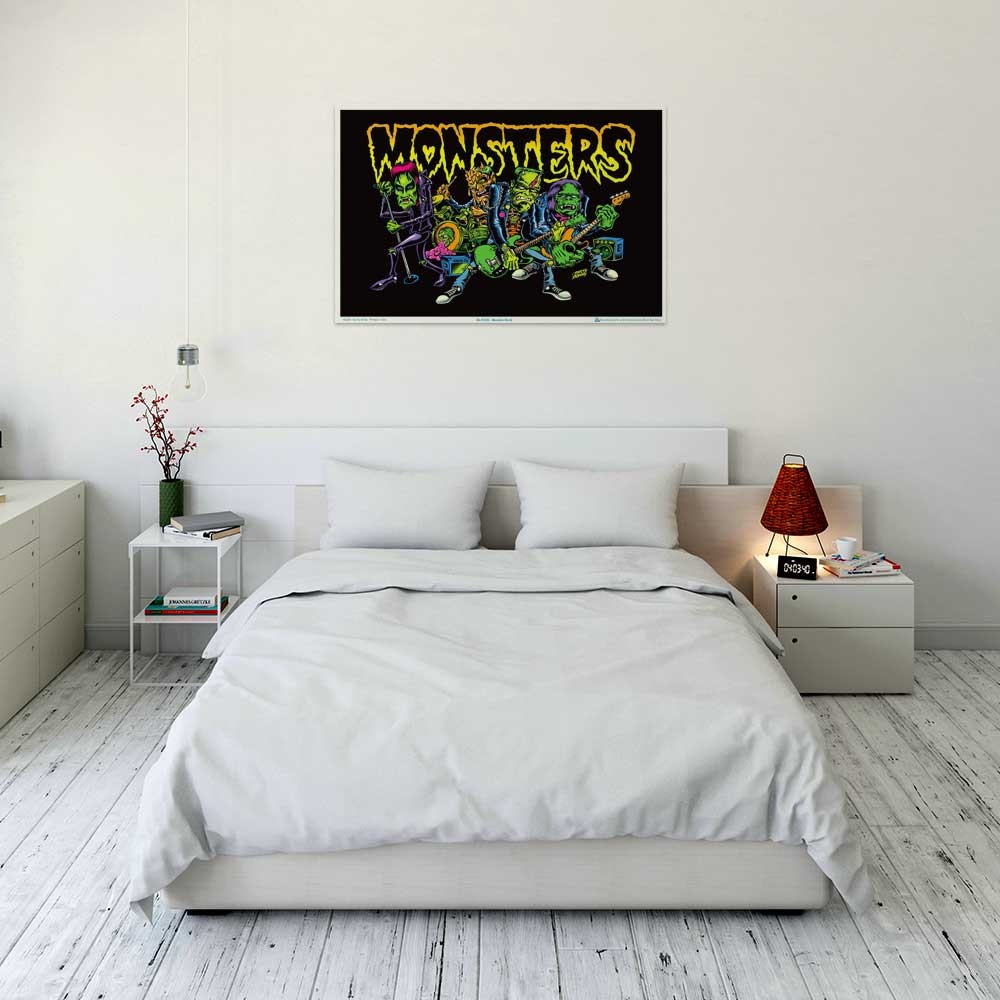 Monster Rock by Dirty Donny Flocked Blacklight Poster - 35" x 23"