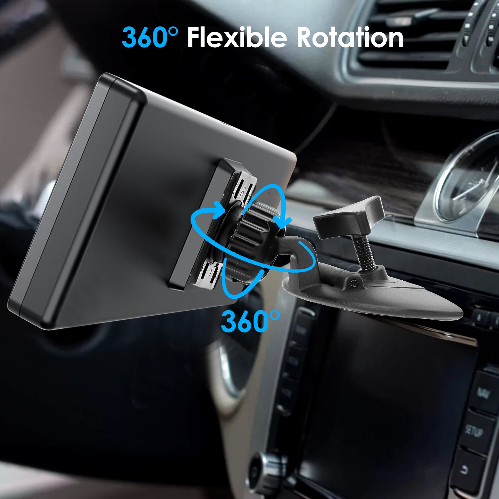 Universal CarPlay Monitor Mount 360° Rotation CD Slot Holder for 7-10" Displays