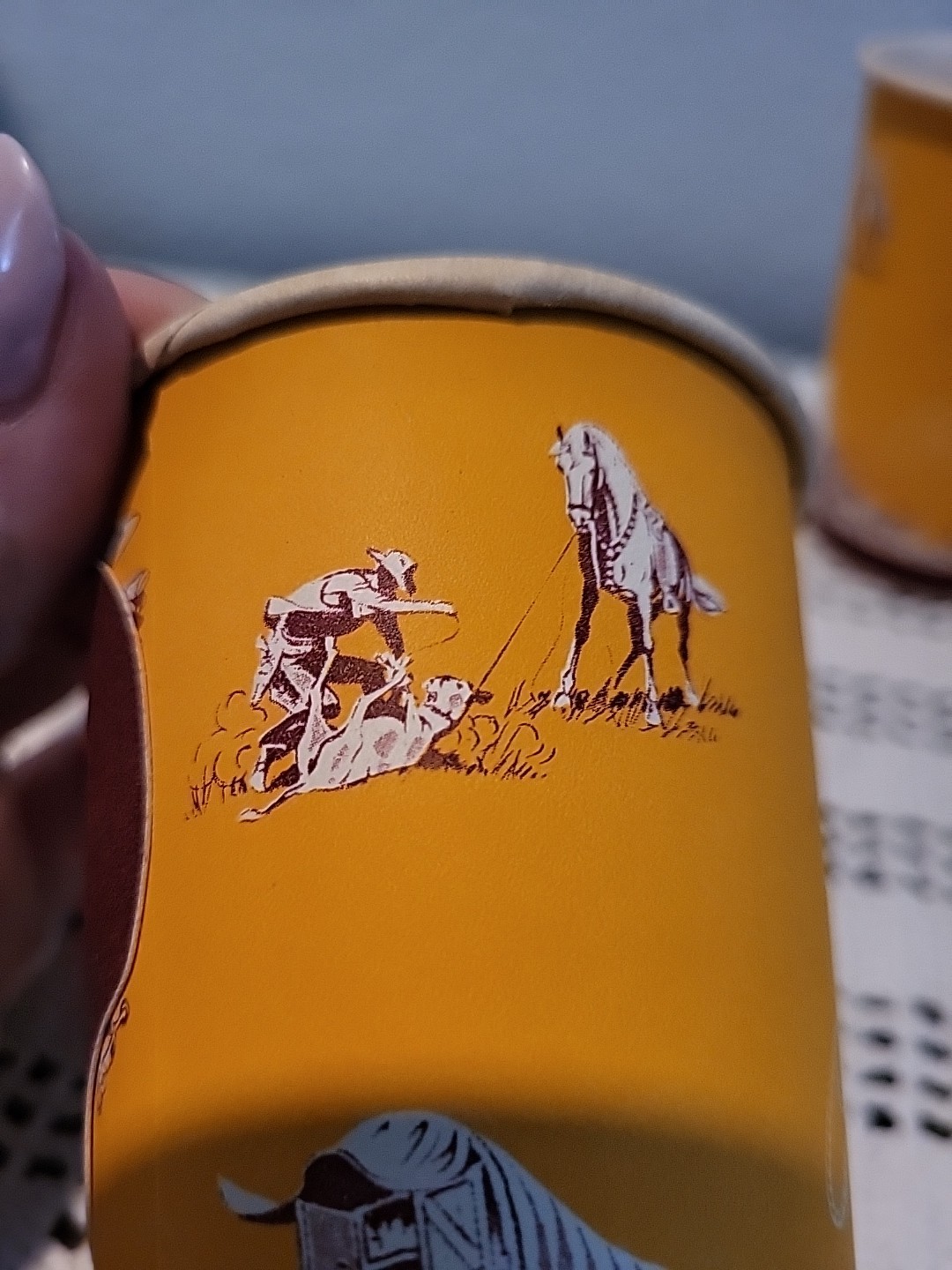 1950s Vintage 9oz Disposable Dixie Cups “Round-Up Design” - 4 Cups Handles