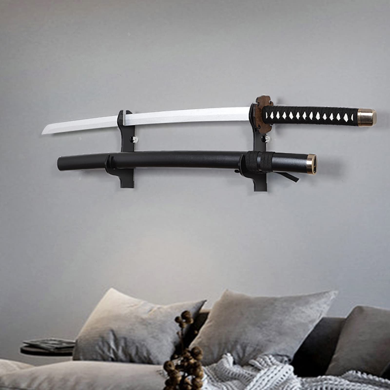 Katana Wall Mount - Black Plexiglass Sword Stand - Samurai Sword Holder
