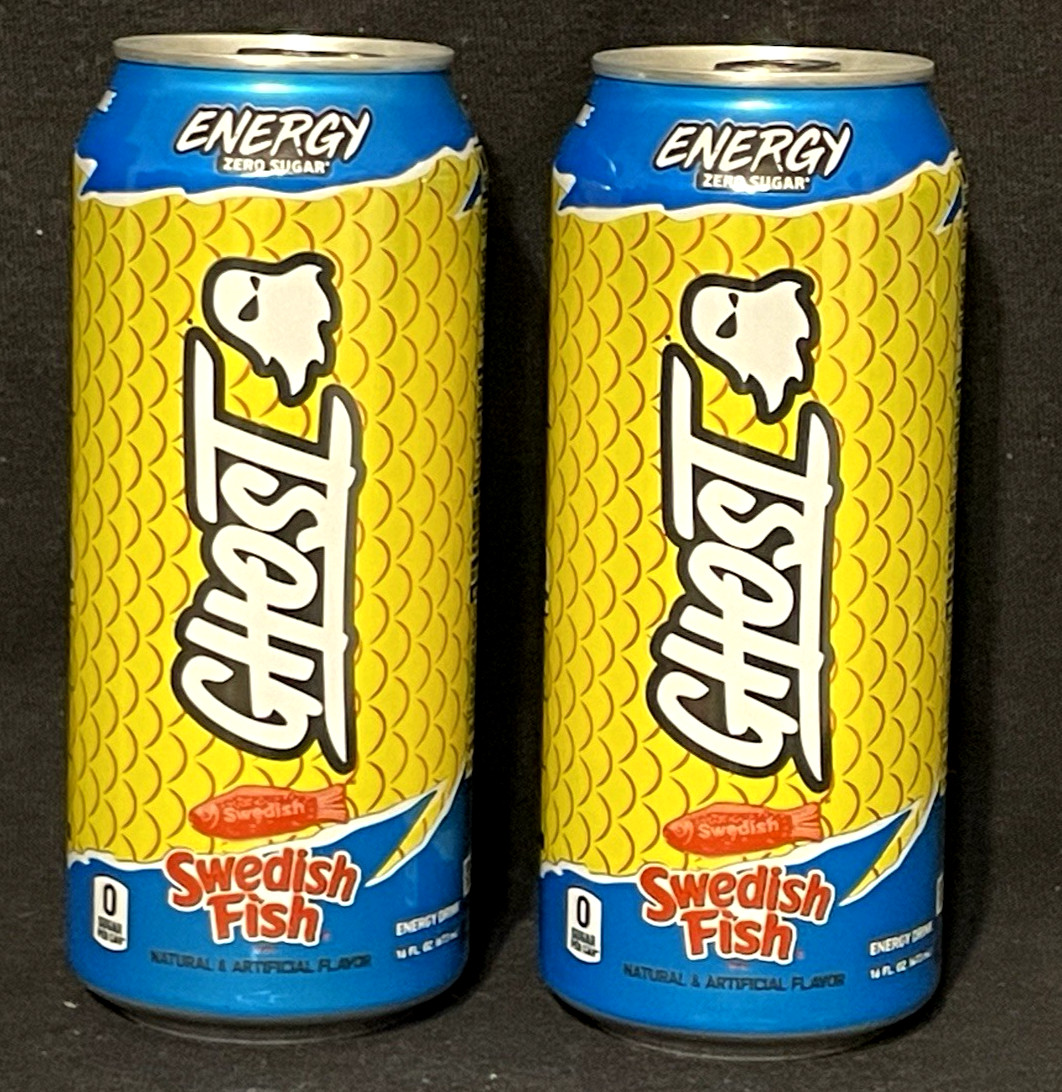 Ghost Swedish Fish Energy Drink Zero Sugar 2 Cans 16 oz Discounted Candy Flavor