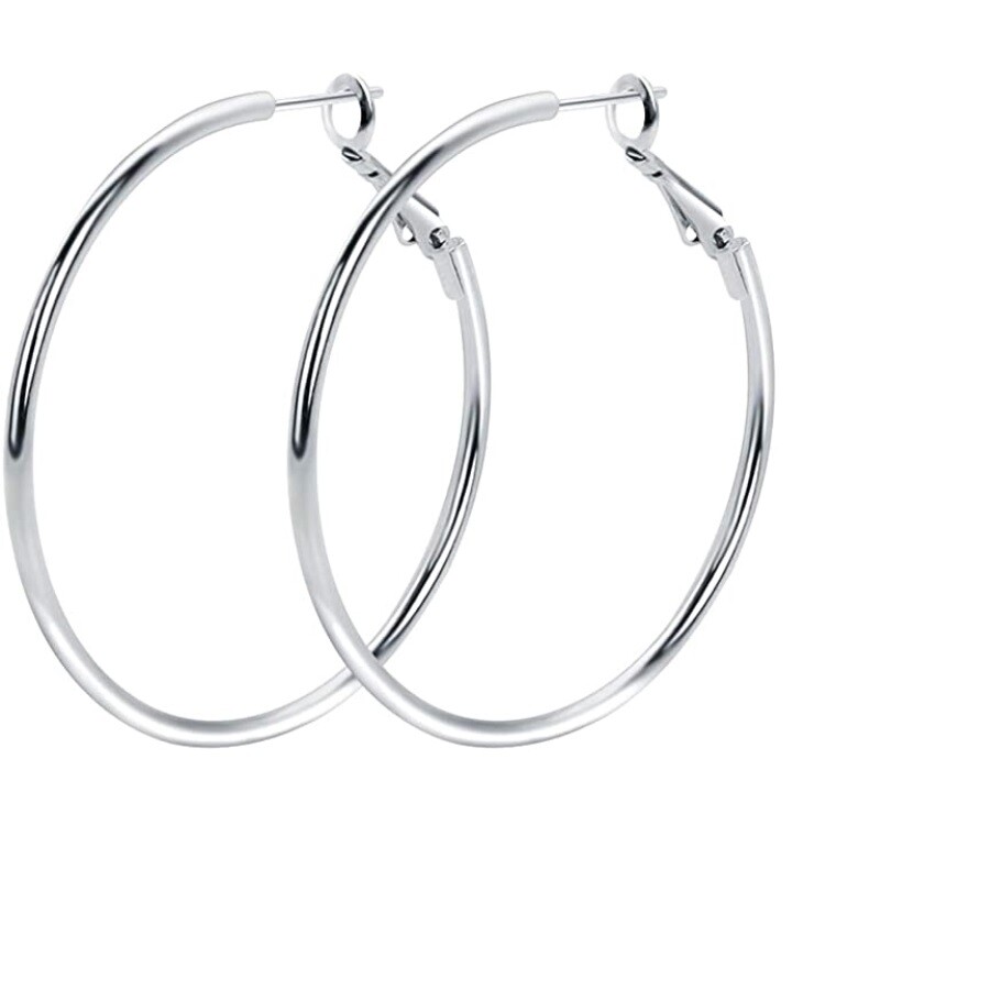 Solid 925 Sterling Silver Thin Tube Hoop Earrings Small Medium Large eXtra-Large