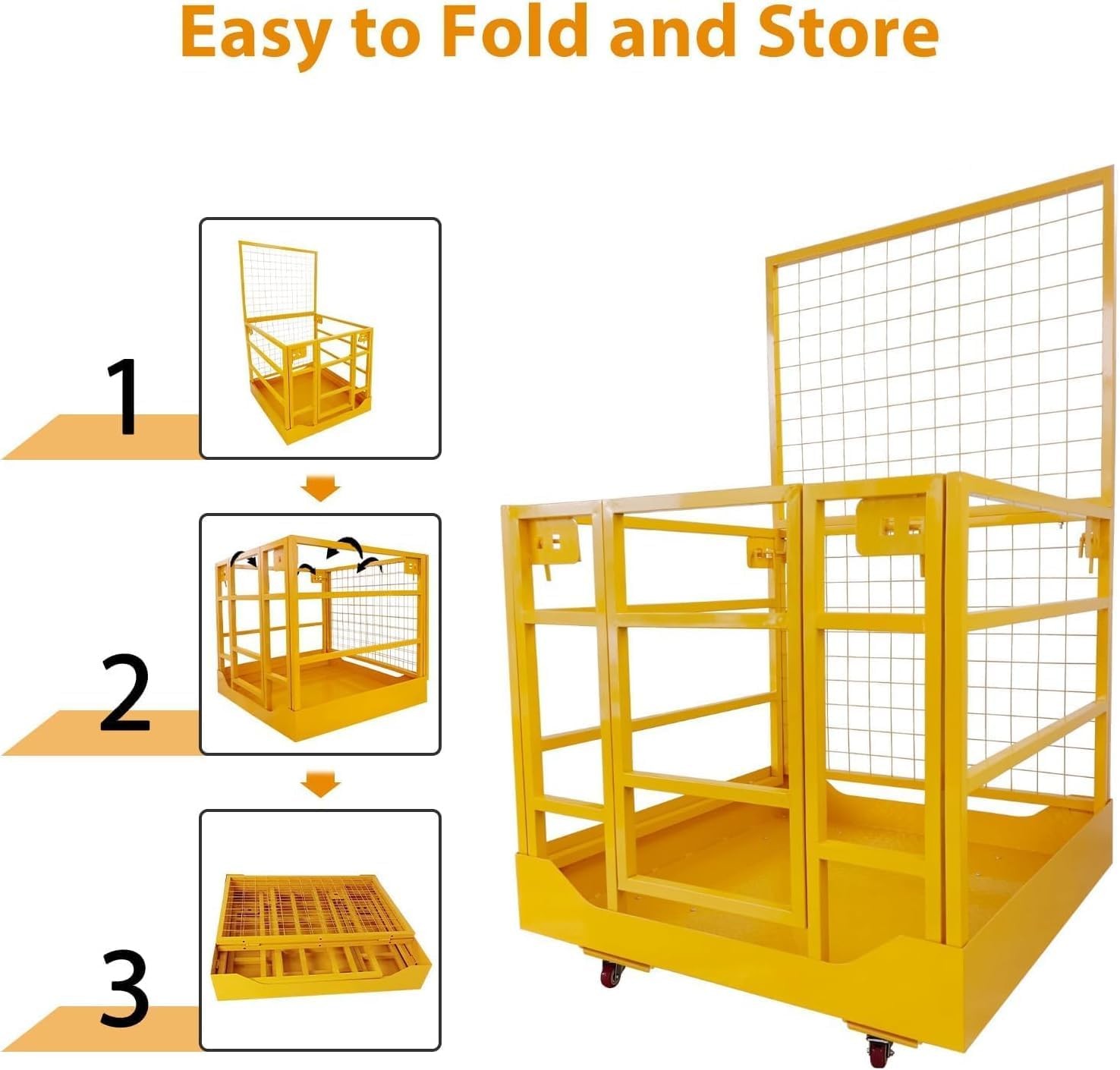 Forklift Safety Cage, 43" x45" Forklift Man Basket,1400 LBS Capacity Platform