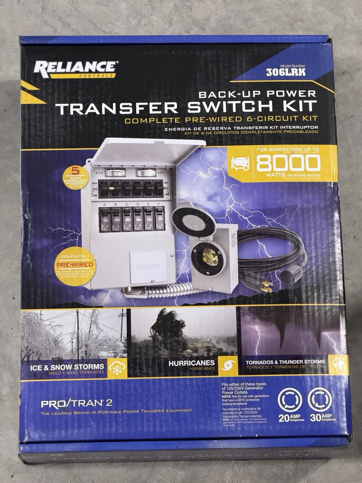 Reliance 30-Amp ProTran 2 Manual Transfer Switch Pre Wired 6-Circuit Kit 306LRK