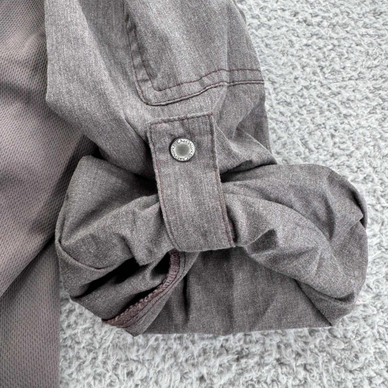 Chef Works Mens XL Chef Coat Jacket Gray Long Sleeve Zip Up Work Uniform