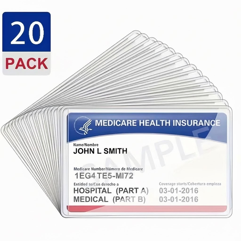 20 Medicare Card Holder Protector Sleeve Clear PVC For Credit Card Business Card