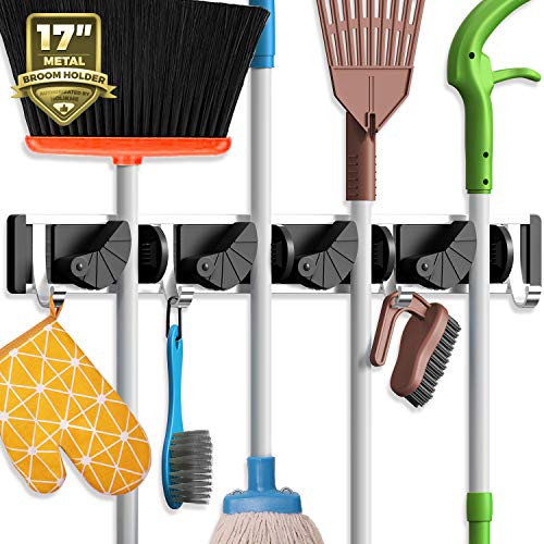 Mop Broom Holder Wall Mount Metal Pantry Organization and Storage Garden