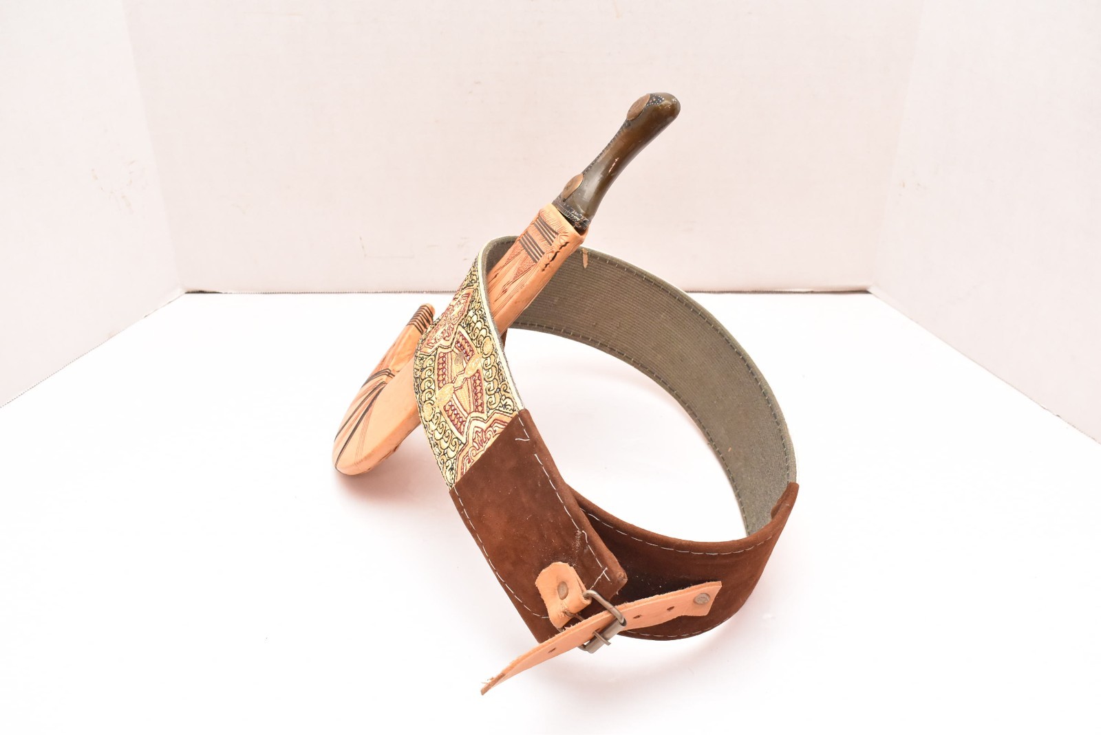 Beautiful Antique Authentic Yemeni Jambiya Dagger With Belt Knife Vintage-