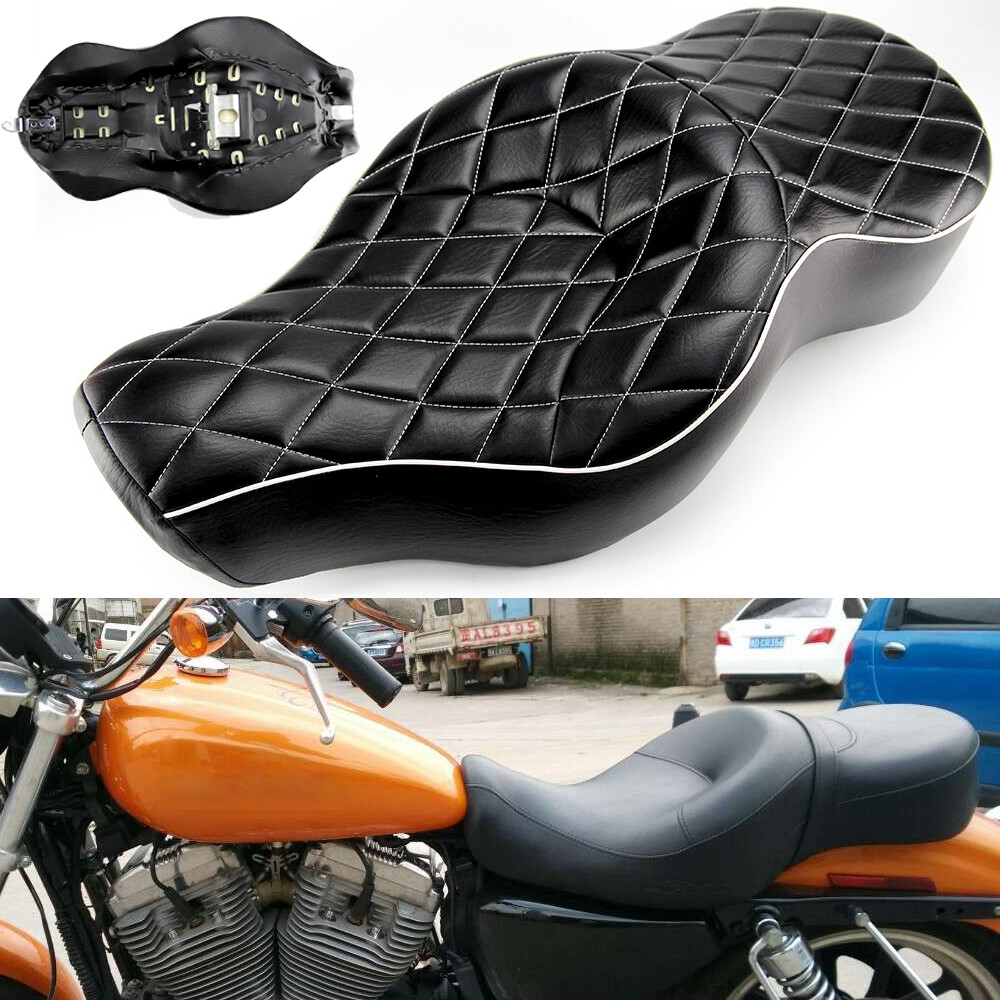 Rider Driver Passenger Seat 2 Up for Harley Sportster XL 883 1200 Iron 48 72 04+