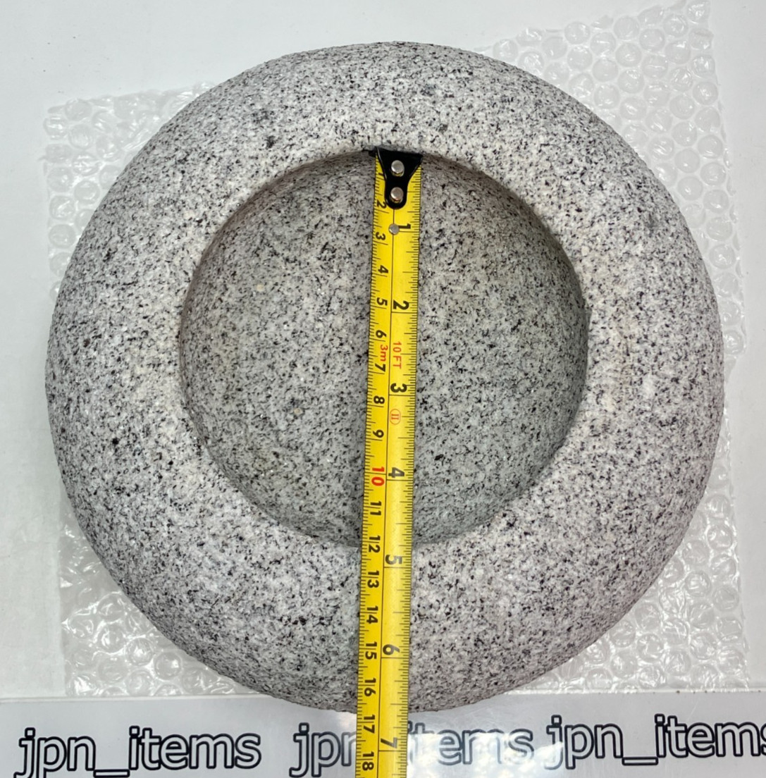 Small Granite Stone Water Bowl 8.6 in Chozubachi Japanese Garden Ornament Statue