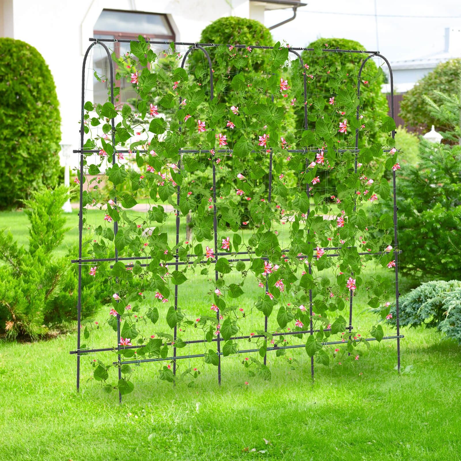 71" x 71" U-Shaped Garden Trellis w/Tear-resistant Netting Sharp Ground Stakes