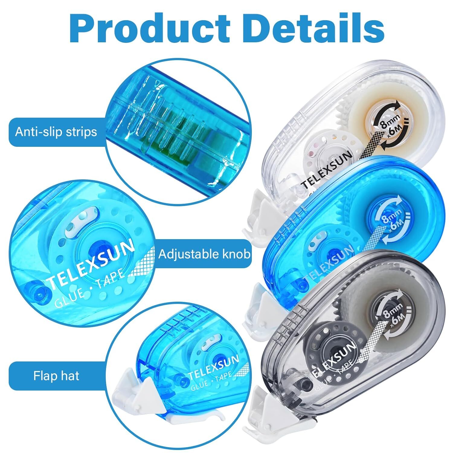 Double Sided Adhesive Glue Tape Roller for Scrapbooking,Crafts(0.31'' x 19.6 FT)