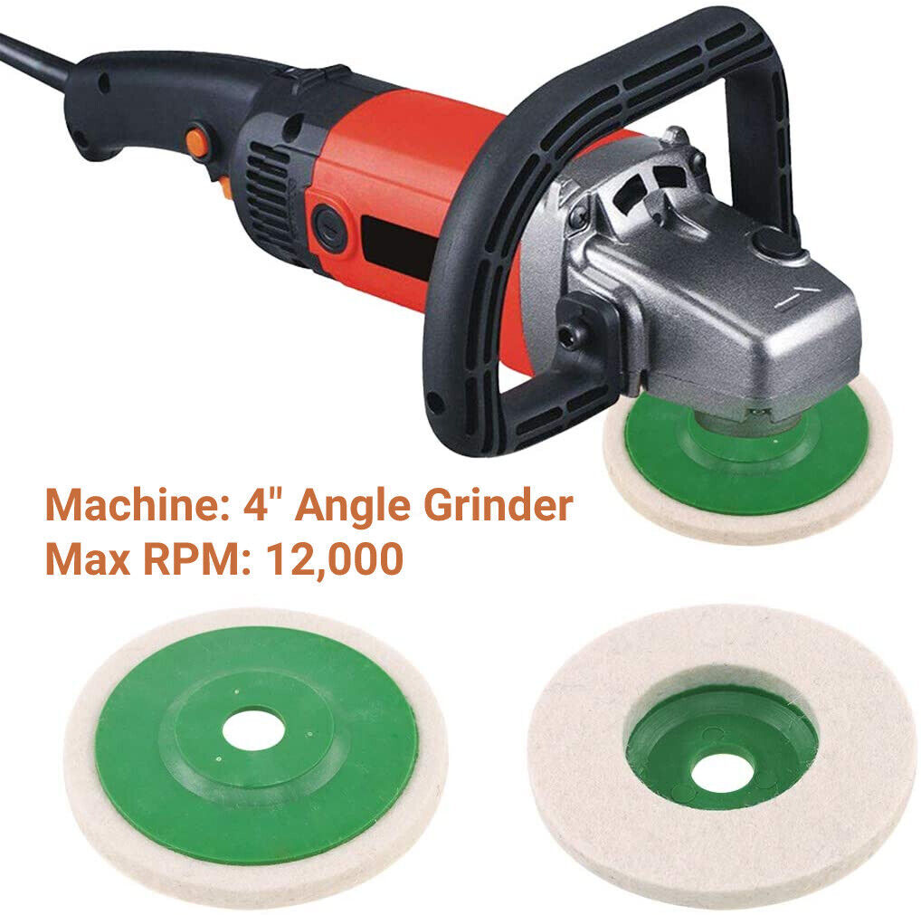 10Pack 4 in Wool Polishing Discs Finishing Wheel Buffing Pads for Angle Grinder