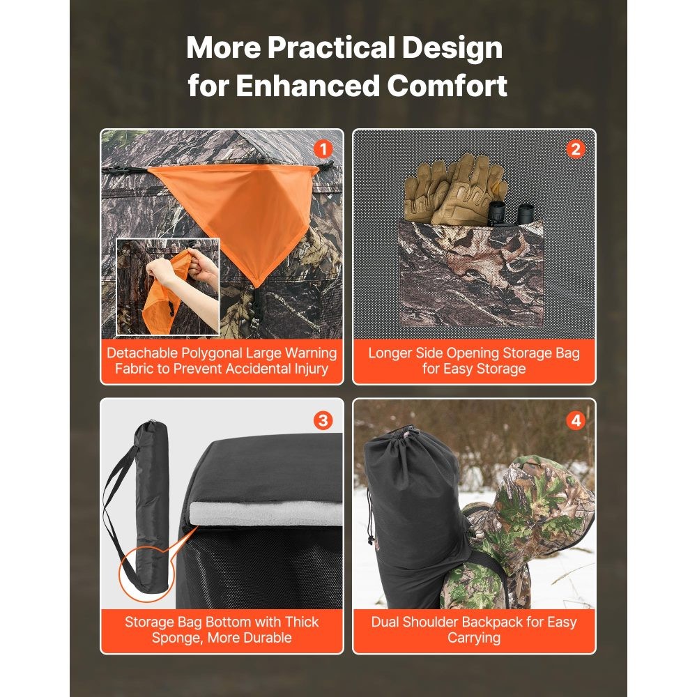Portable Hunting Blind 270° View for Deer Turkey 4-5 Person Camo Weatherproof