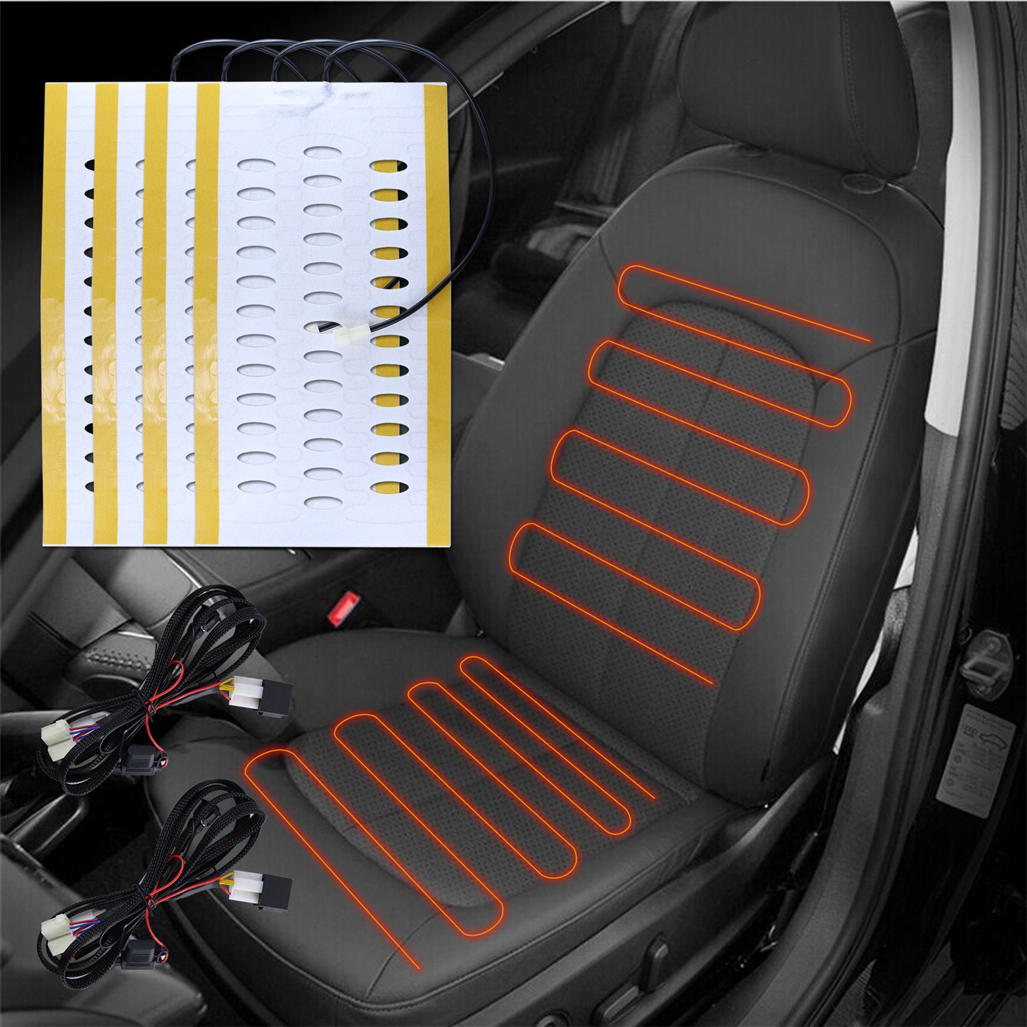 New Universal Built-in Car Seat Heater Kit Fit 2 Seat 12V Alloy Wire Heating Pad