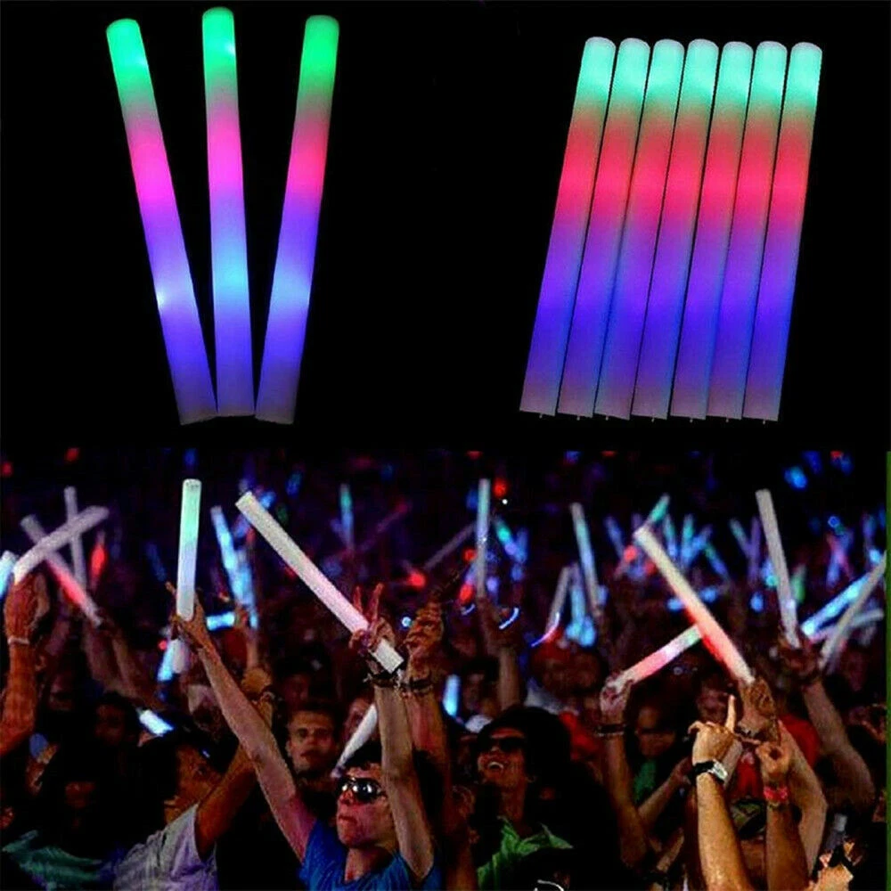 100-500 PCS Light Up Foam Sticks LED Wands Batons Party Dj Flashing Glow Sticks