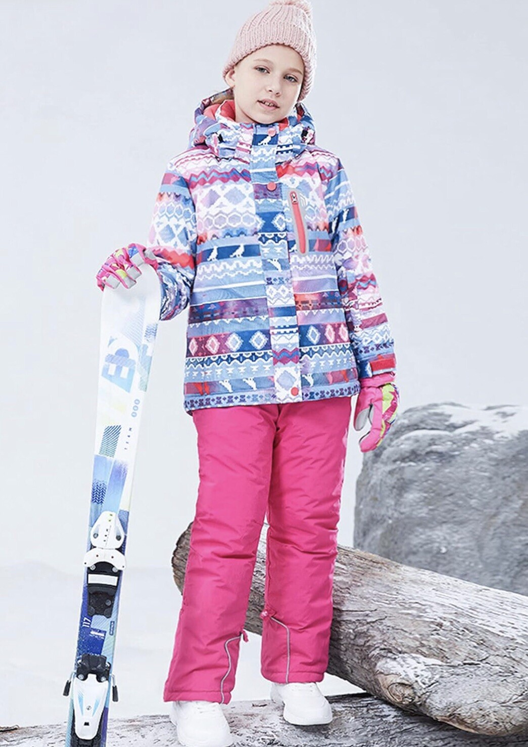 N.Z.B.Z Girls 12, Color Block Insulated Ski Jacket Hooded Winter Thick Coat