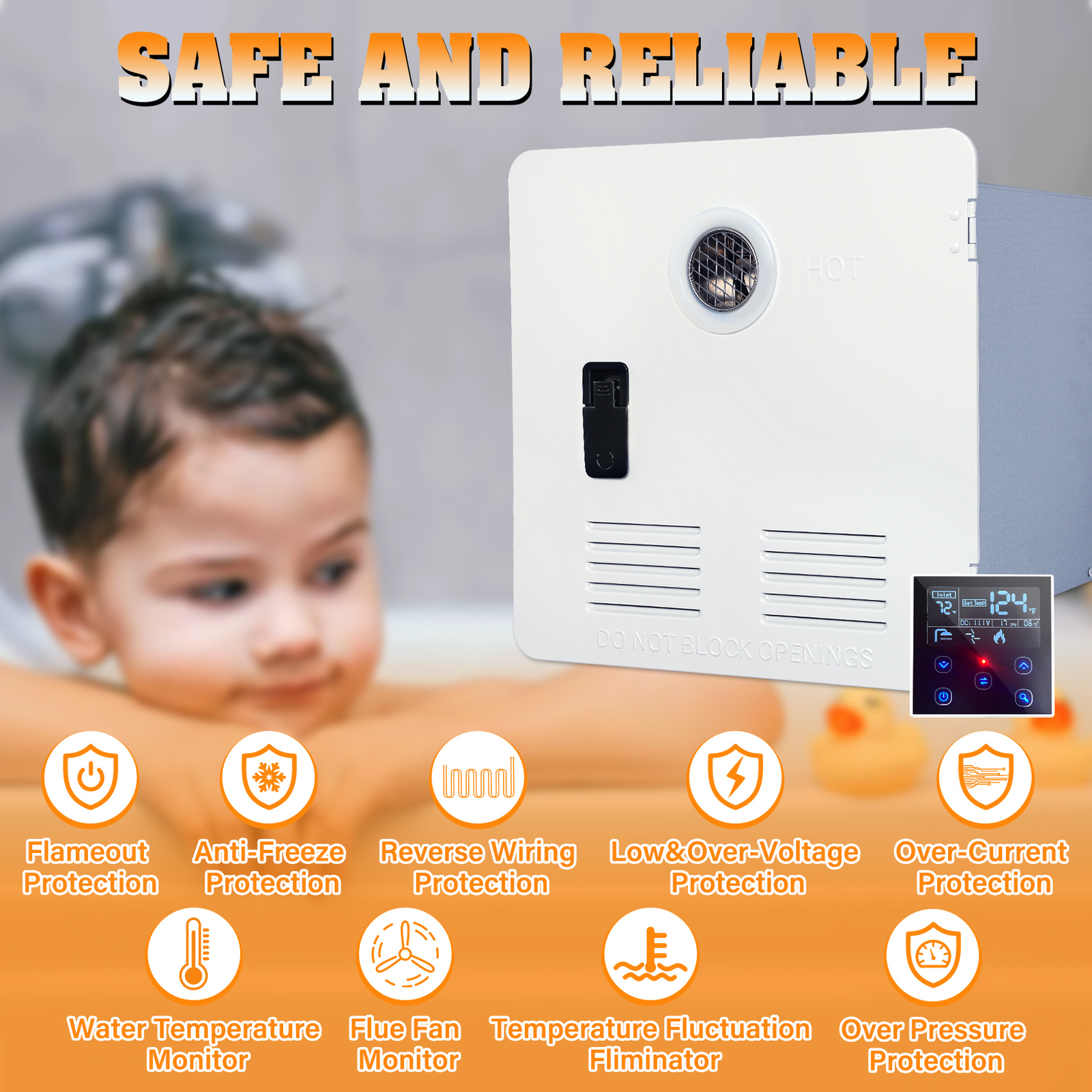 TCFUNDY RV Tankless Water Heater Propane Gas 2.6GPM 65000BTU with Controller