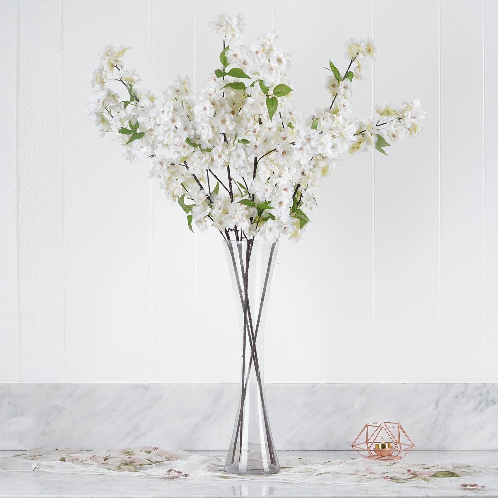 4 WHITE 40" tall Bushes with Silk Cherry Blossoms Flowers Party Wedding Bouquets