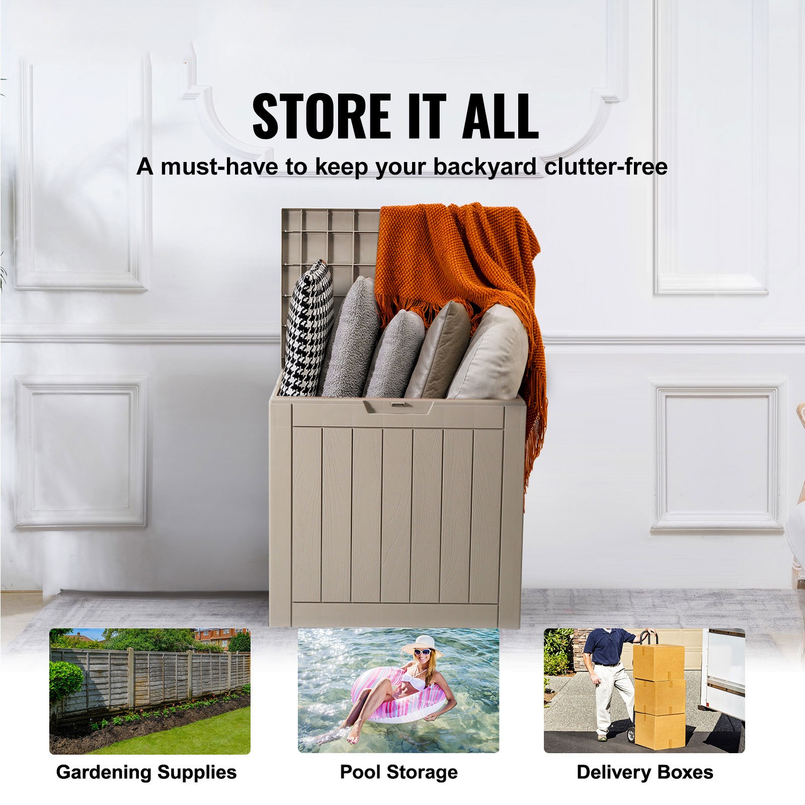 Uimoso 31-Gallon Resin Deck Box for Outdoor Storage and Patio Organization