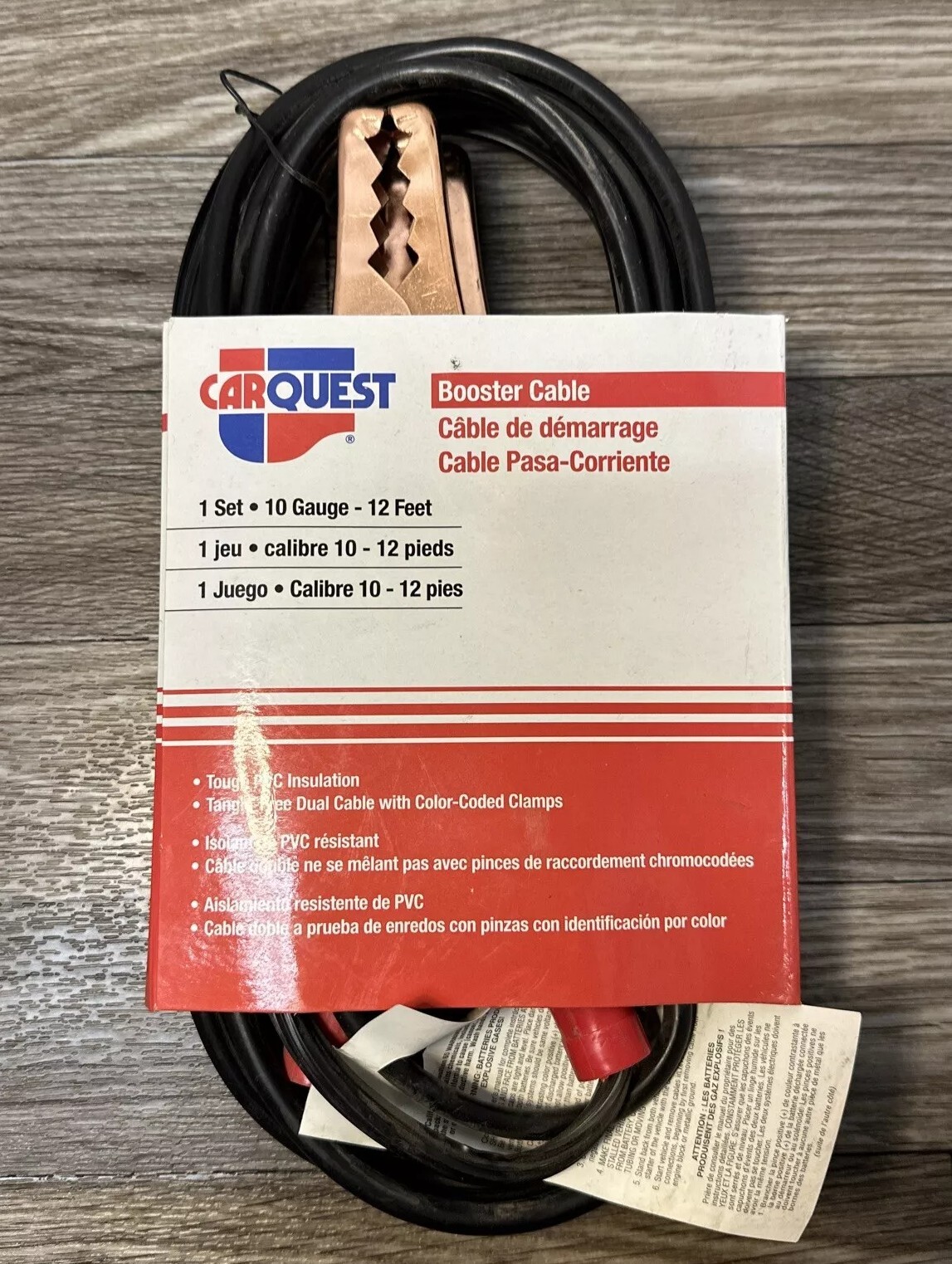 12ft BOOSTER JUMPER CABLES- 10 GAUGE- CAR /TRUCK BATTERY