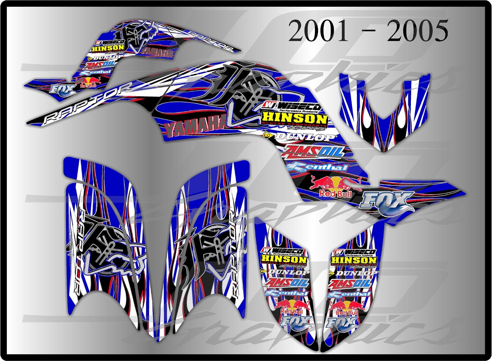YAMAHA RAPTOR 660R full graphics kit 2001 2005 ...THICK AND HIGH GLOSS