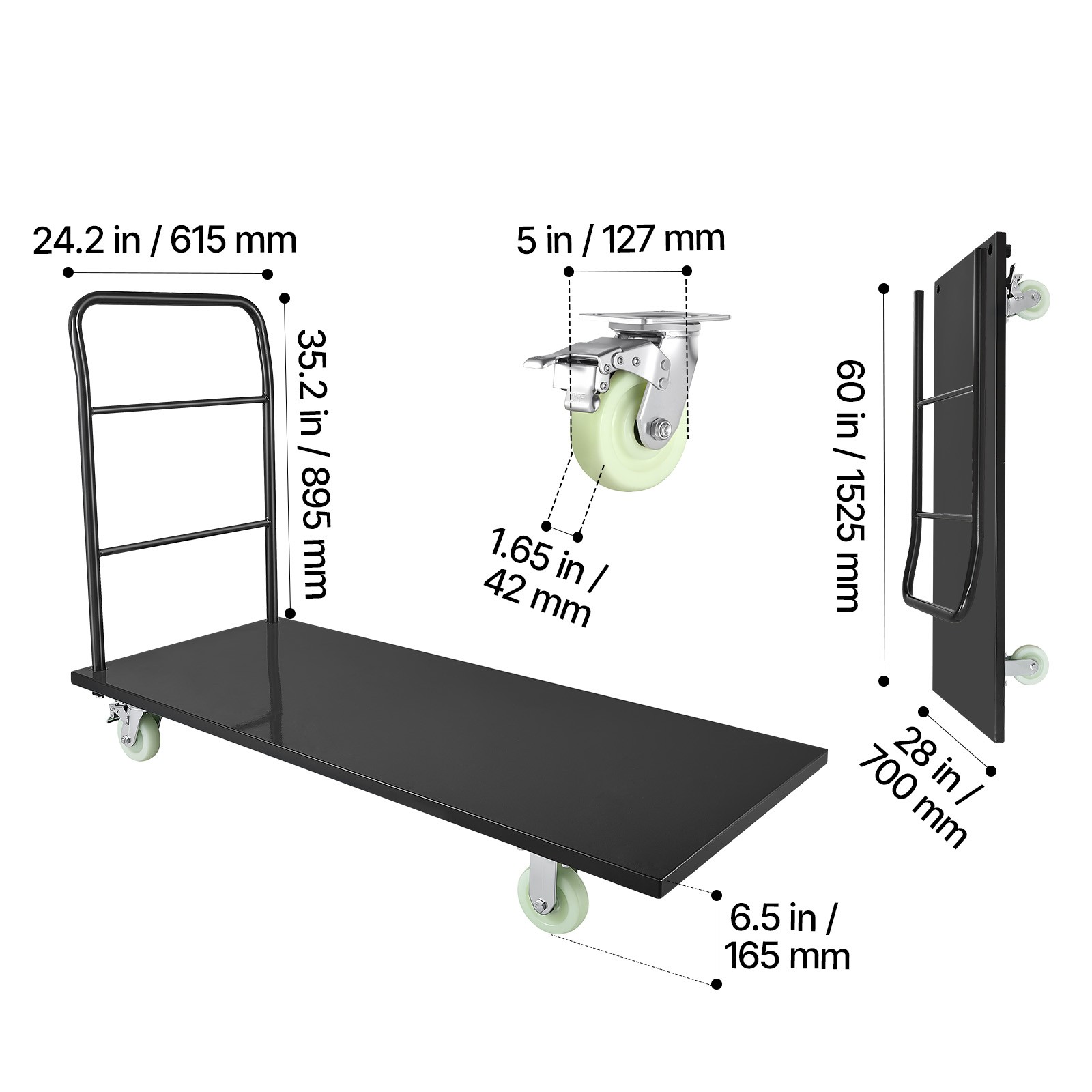 Uimoso Heavy Duty Industrial Platform Cart 2000 lbs Capacity with Wheels
