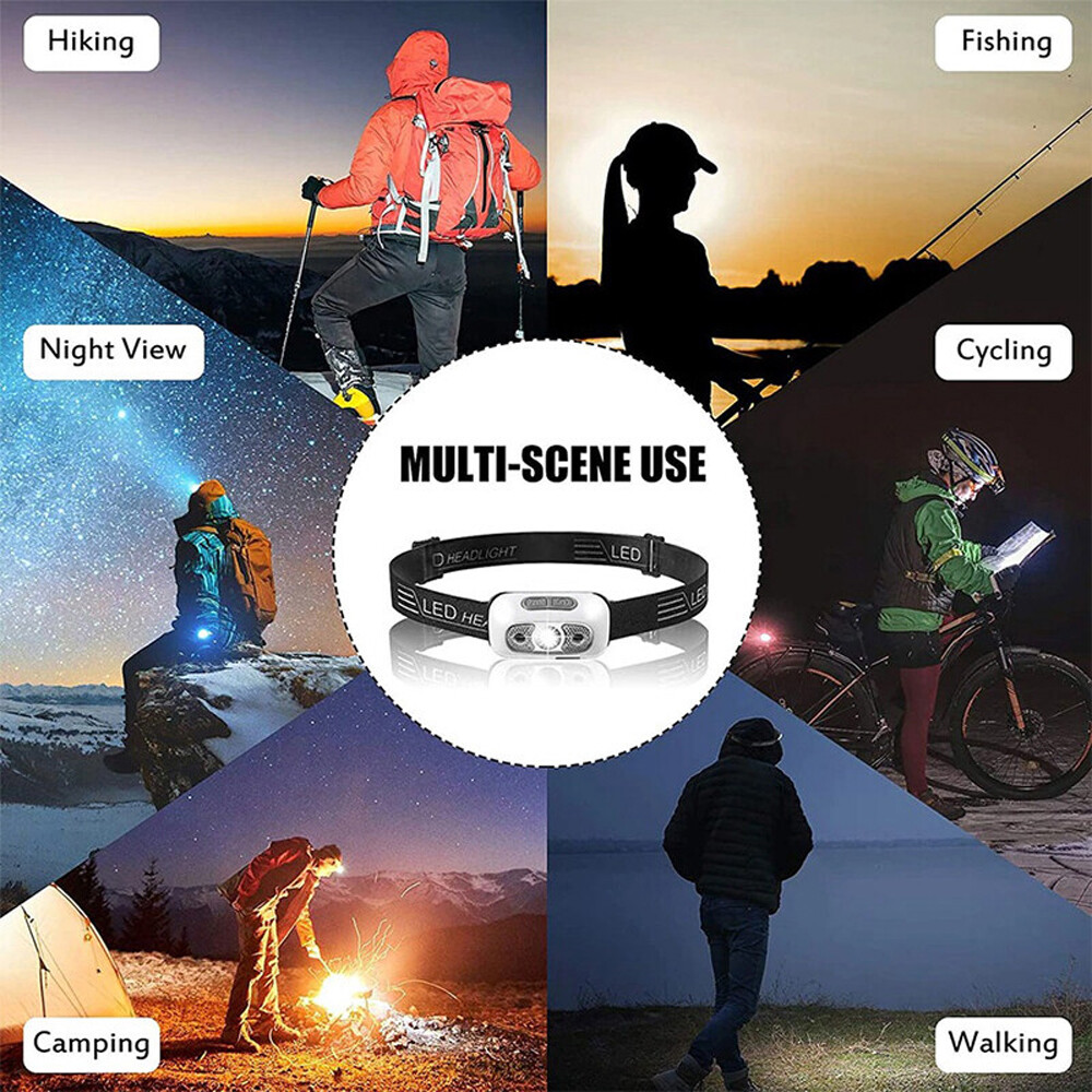 LED Headlamp USB Rechargeable Flashlight Waterproof Head Lamp Torch Camping USA