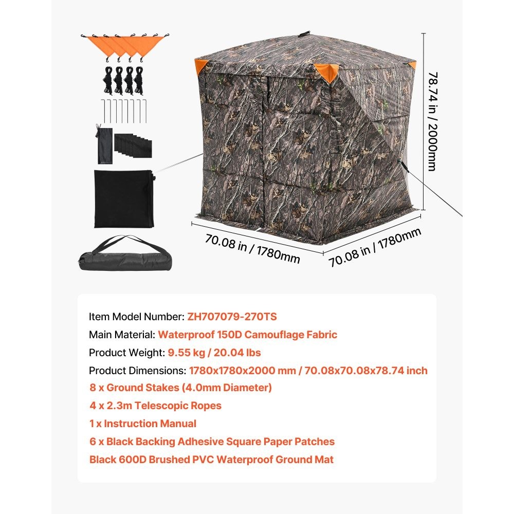Portable Hunting Blind 270° View for Deer Turkey 4-5 Person Camo Weatherproof
