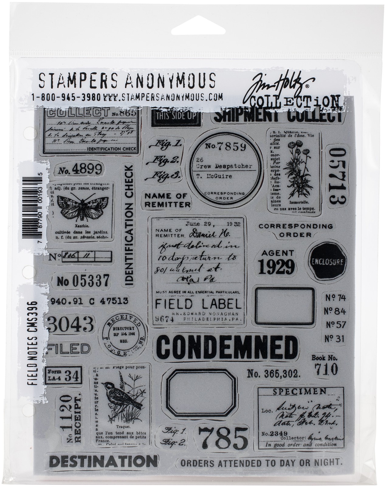 Tim Holtz Cling Stamps 7"X8.5"-Field Notes