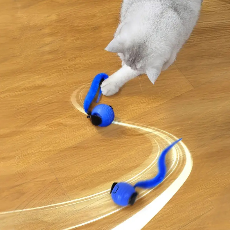 Interactive Cat Toy Ball USB Rechargeable w/ Tail Smart Motion Pet Toys Indoor