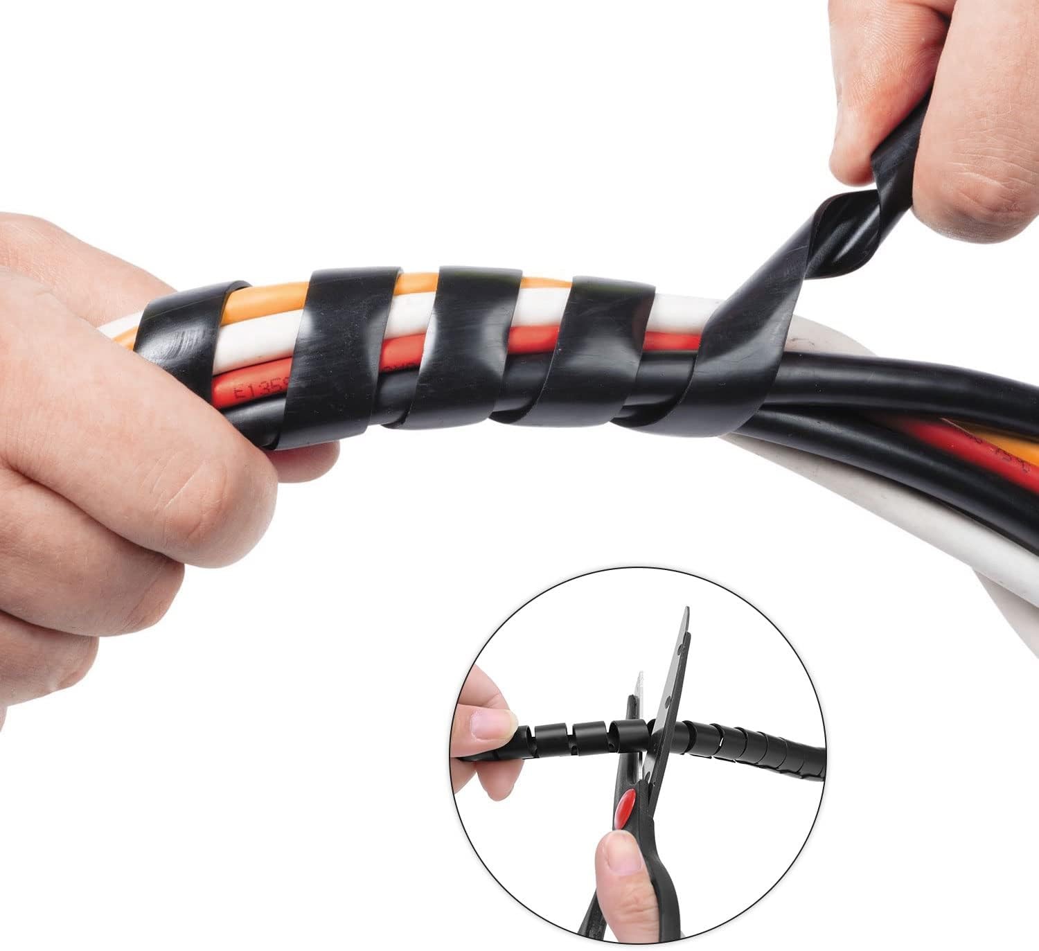 Spiral Cable Wrap - 20 Ft 1/2" Spiral Wire Wrap Cord Covers Bundle Sleeve Hose