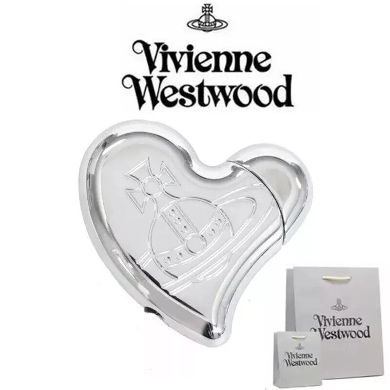 Vivienne Westwood Orb Heart Shape Electronic Gas Lighters Silver New With Box