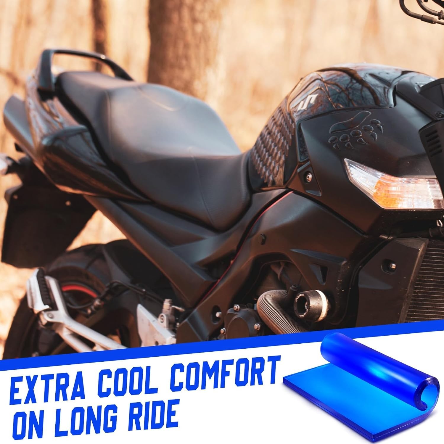 2 Pcs Motorcycle Seat Gel Pad Shock Absorption Motorcycle Seat Cushion Coolin...