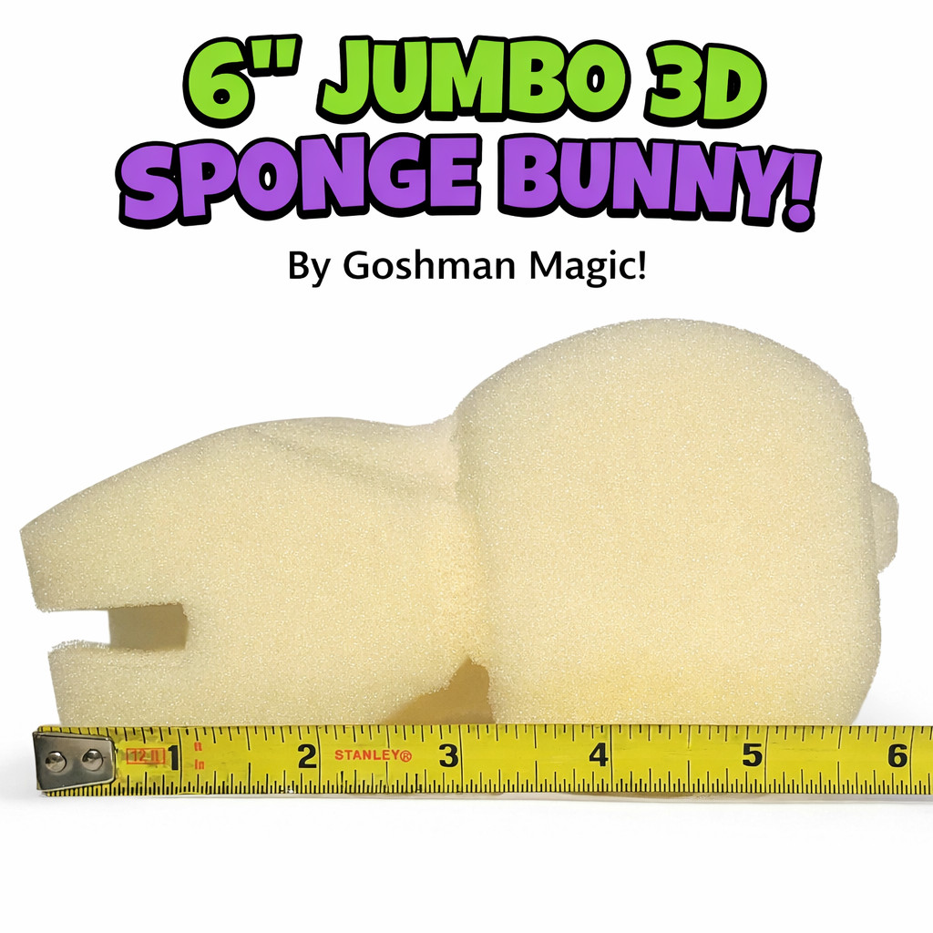6” Jumbo 3D SPONGE BUNNY 1 Deluxe Goshman Close Up Magic Trick White Foam Rabbit