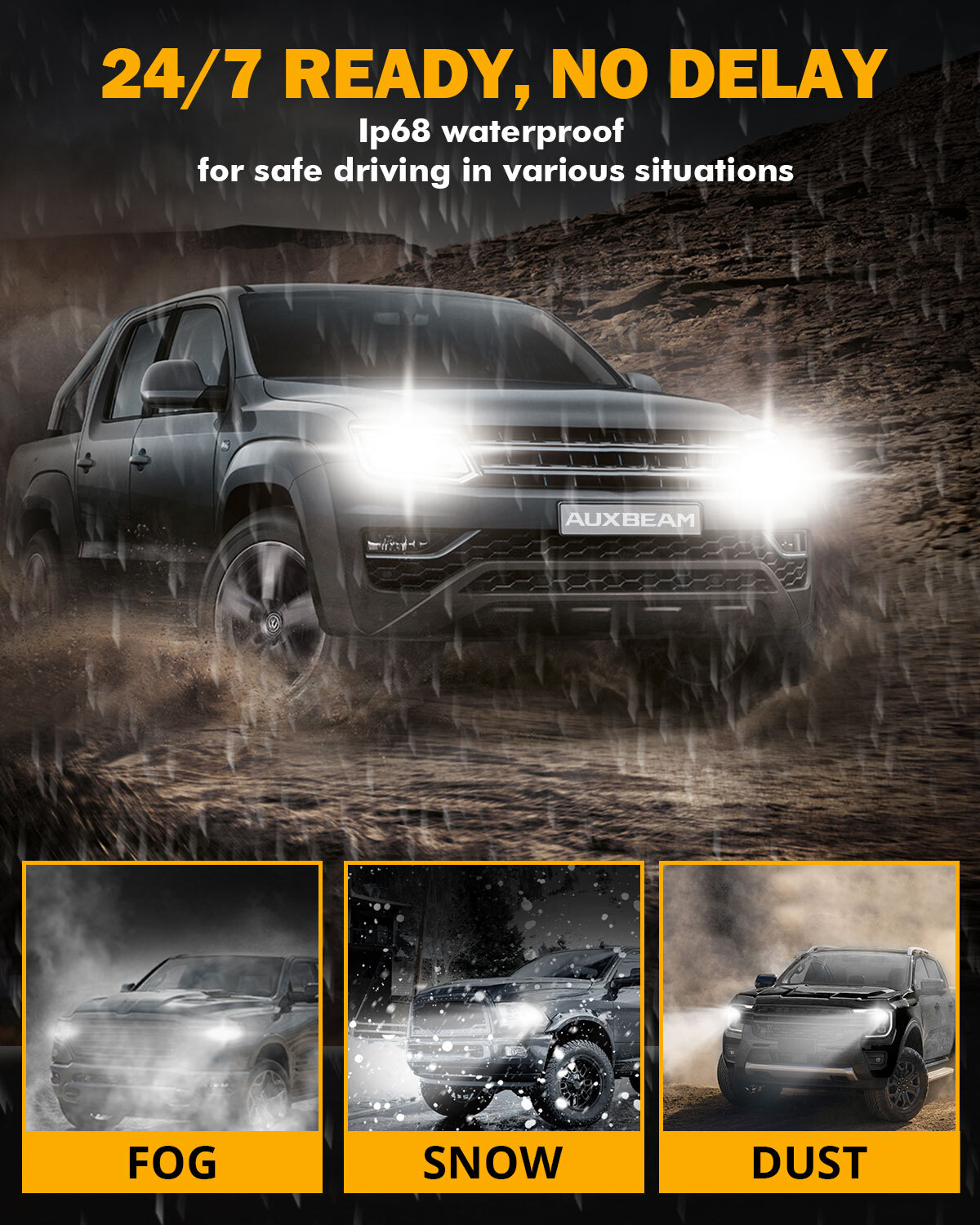 AUXBEAM H11 LED Headlight Bulbs Kit High or Low Beam Super White Bright+CANBUS