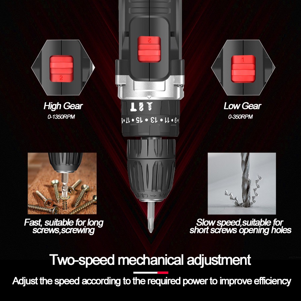 24V Cordless Impact Driver Hammer Drill Combo Kit with 2 Battery & Charger.