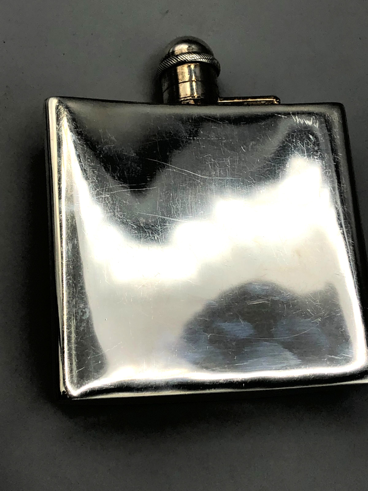Beautiful antique Sterling Silver Flask 4 5/8" x 3", English hallmarks