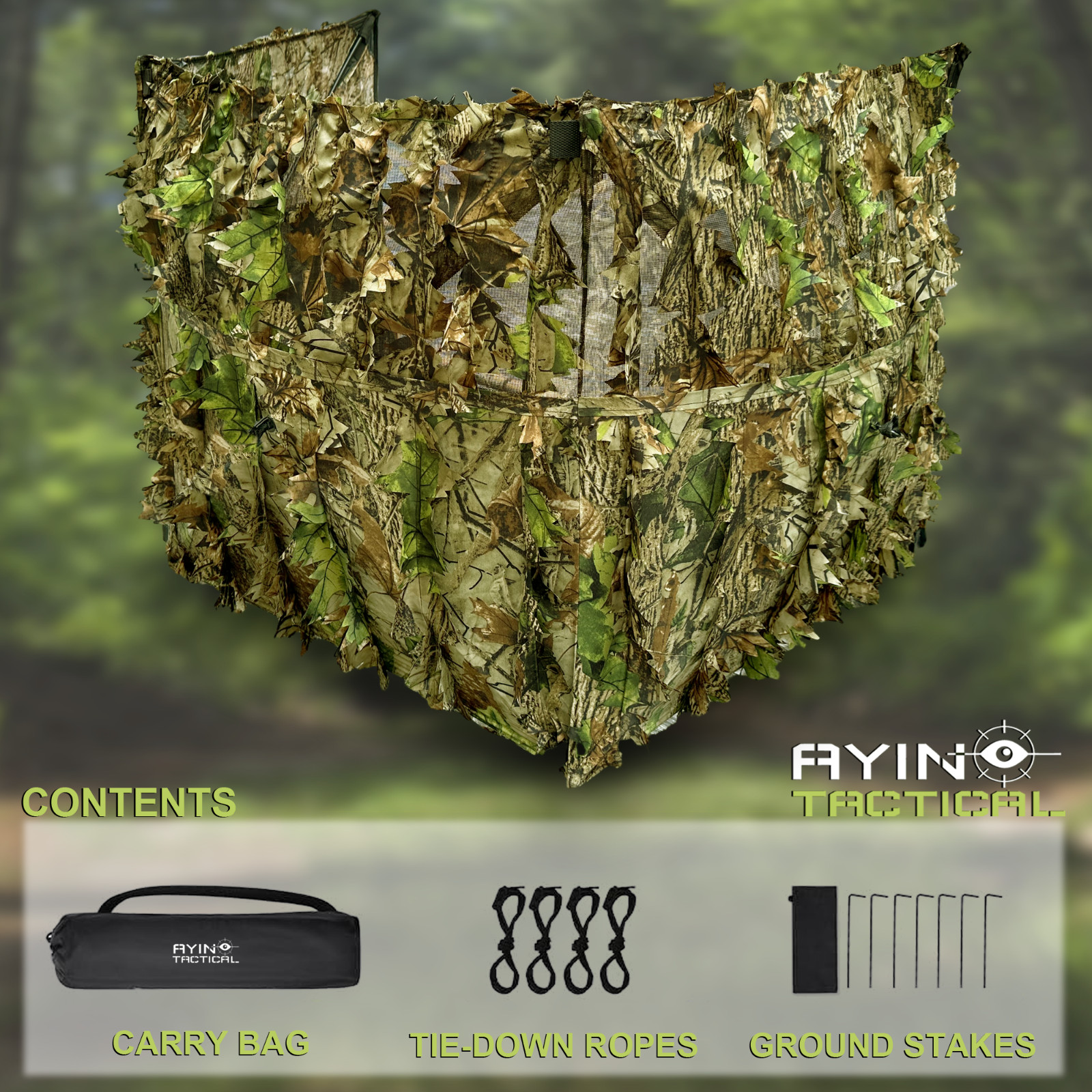 AYIN 3D Leaf Hunting Ground Blind 3-Panel Stalker Blind for Turkey/Deer Hunting