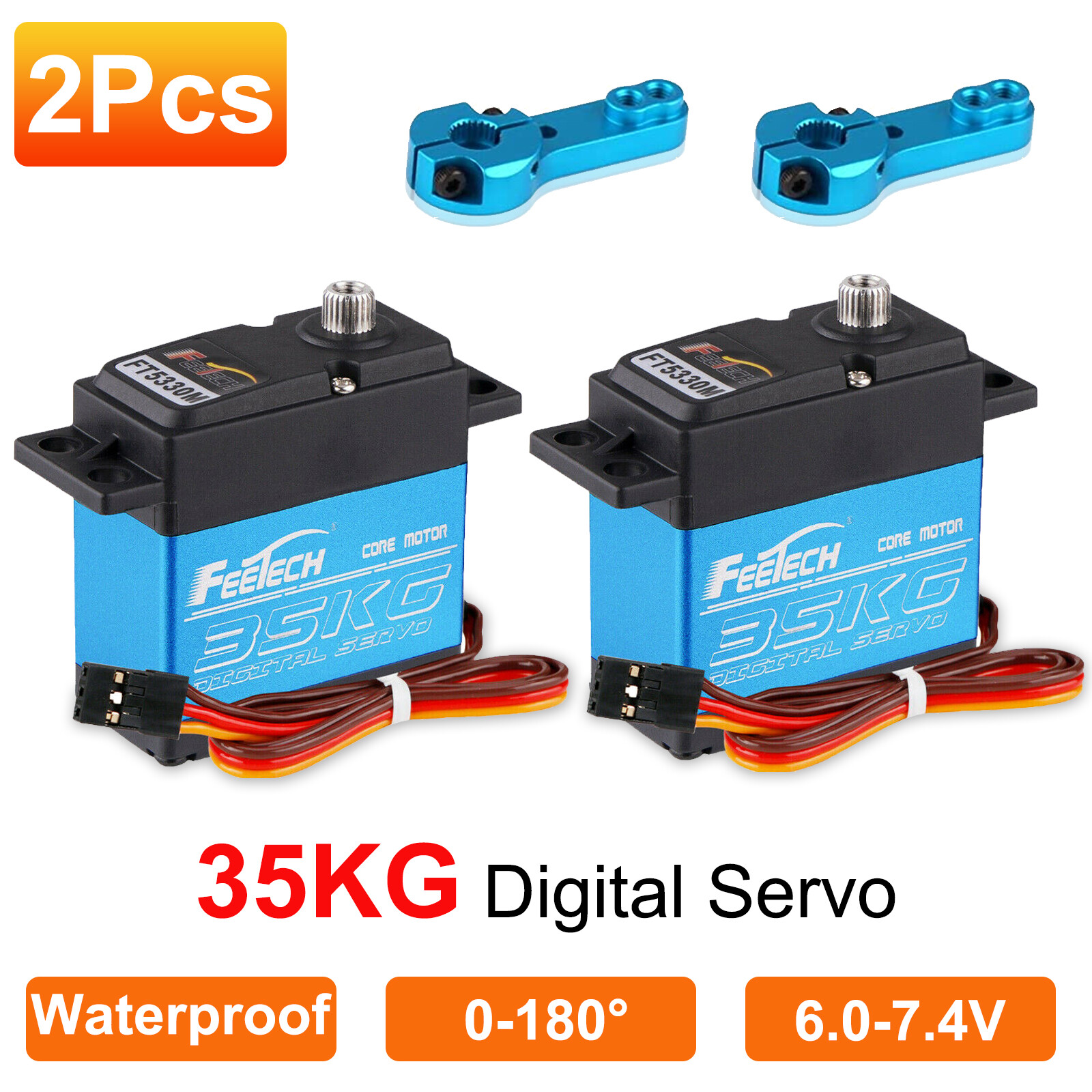 2Pcs 35kg 180° Metal Gear Digital Servo HIGH TORQUE &SPEED Waterproof for RC Car