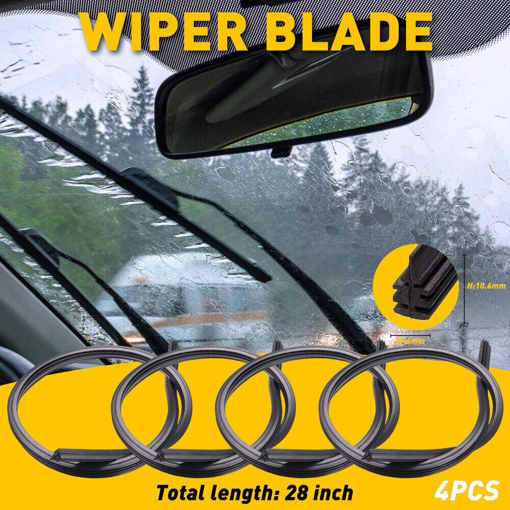 8PCS 28" 6mm Car Bus Rubber Universal Frameless Windshield Wiper Blade Refill